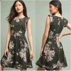 Anthro Eri Ali Black Lace Floral Print Mini Dress